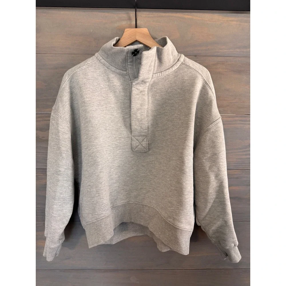 Free‎ People We The Free Timeless Pullover Heather Grey Mock Neck Sweatshirt XS
